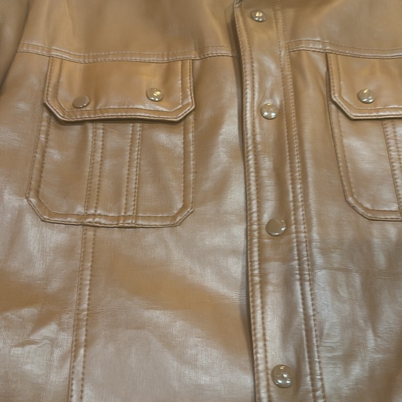 1970s vintage faux, leather, classic jacket pointed collar - Picture 3 of 6